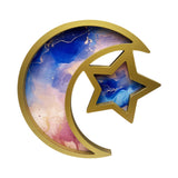 Maxbell Ramadan Serving Tray Decoration Moon Star Tray for Wedding Gatherings Events Blue Pink Gold
