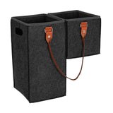 Maxbell Staircase Tidy Basket Bin L Shaped Felt Fabric for Laundry Toys 44.5x24x43cm Dark Grey