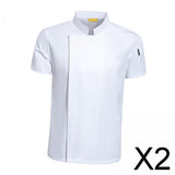 Maxbell 2xChef Coat Short Sleeve chef Jacket for Restaurant Bakery White M