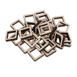 Maxbell 140 Pieces Unfinished Wood Hollow Square Wooden Pieces for Craft 10/20/40mm