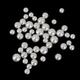 Maxbell 50pcs Ivory Acrylic Pearl Flat Bead Cabochon Beads Embellishments for Craft - Aladdin Shoppers