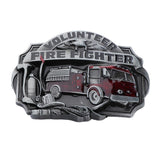 Maxbell Fashion American Fire Truck Vintage Fire Fighter Volunteer Metal Belt Buckle Motorcycle Men Belt Accessory