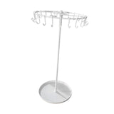 23 Hooks Necklace Holder Rotating Metal Earrings Display Stand for Bracelets White