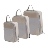 Maxbell 3Pcs Compression Packing Cubes Compression Storage Bags for Vacation Outdoor Beige