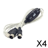Maxbell 4xMIDI to USB Interface Cable Cord Converter PC to Music Keyboard Adapter