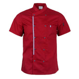 Maxbell Women Men Chef Jackets Coat Short Sleeves Shirt Kitchen Uniforms 3XL Red