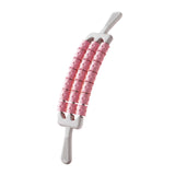 Maxbell Massage Roller Stick Workout Indoor Thighs Gym Three Rows 90 Degree Bendable Pink