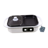 Maxbell Shabu Pot and Griddle Jp Plug Cooking Pot for Outdoor Hot Pot Birthday Party Beige White