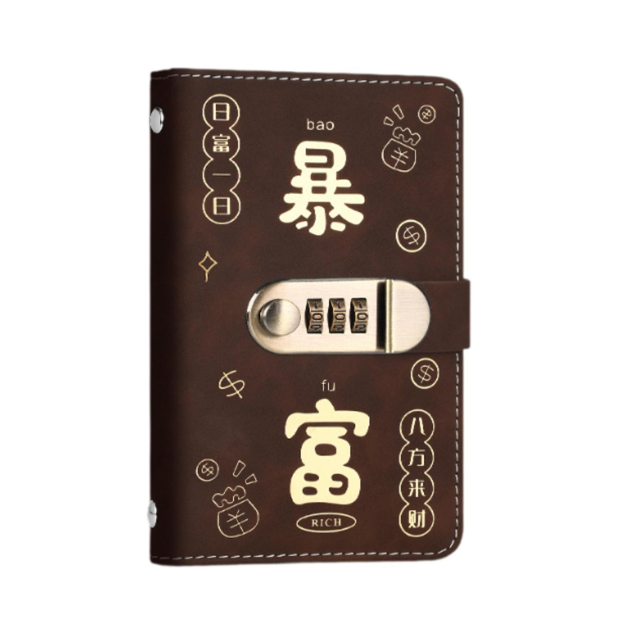 Maxbell Money Saving Binder Compact with Combination Lock with 100 Pieces Cash Envelops Brown
