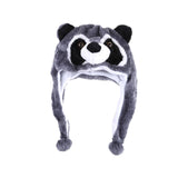 Maxbell Plush Hat Cozy Cute Ski Cap for Kids Birthday Gift Warm Animal Character Hat Gray Raccoon