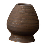 Maxbell Matcha Tea Whisk Holder Craft Ceramic Chasen Holder for Living Room Tabletop dark brown