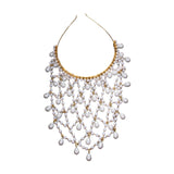 Maxbell Mesh Rhinestone Headband Mesh Headpiece Cap for Birthdays Nightclub Weddings Gold