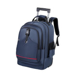 Maxbell Rolling Backpack Hidden Shoulder Strap Trolley Bag for Camping Travel Adults Blue