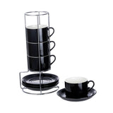 Maxbell Ceramic Espresso Cups Sturdy Space Saving Stackable for Tea Cappuccino Latte 8OZ