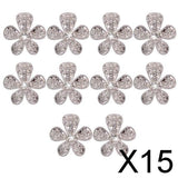 Maxbell 15xPhenovo Crystal Flower Rhinestone Buttons DIY Craft Embellishment Silver