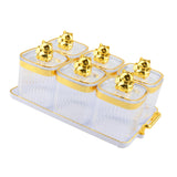 Maxbell Sugar Jars 6 Grids with Tray Multifunctional for Living Room Kitchen Wedding Transparent
