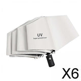 Maxbell 6xAutomatic Folding Umbrella Men Travel Umbrella for Trips Outdoor Beach White