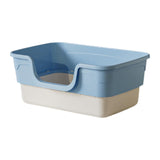 Maxbell Cat Litter Box Sandbox Cat Bedpan Easy to Clean Portable Cat Litter Tray Blue Large