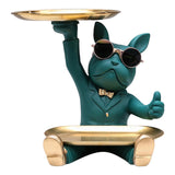 Maxbell Maxbell Chic Bulldog Sculpture Dog Statue Key Holder for Living Room Home Decor Green