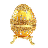 Egg Trinket Box Ornament Enameled Jewelry Box for Bracelets Charms Ear Studs Yellow