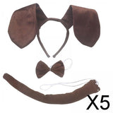 Maxbell 5xDog Ears Headband Tail Bowtie Set Gifts Headdress for Performance Dance Prom