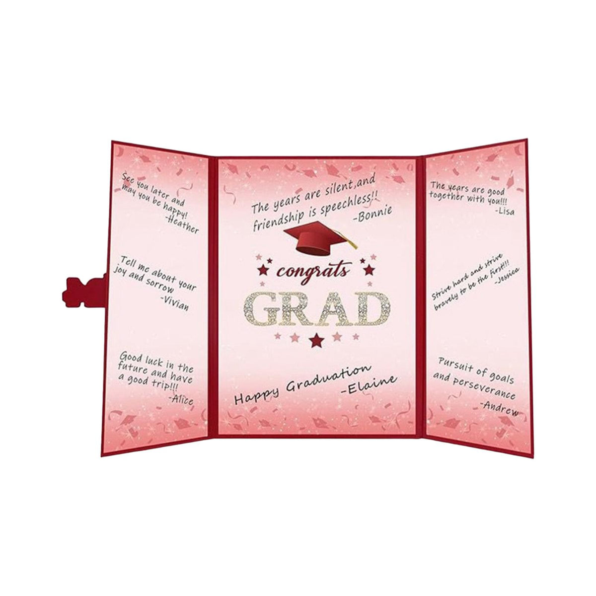 Maxbell Graduation Guest Book Thick Paper Easy to Write on Postcard Decoration Red