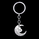 Maxbell 4xSilver Family Name Moon & Heart Key Ring Chain Keyring Xmas Gifts--mom