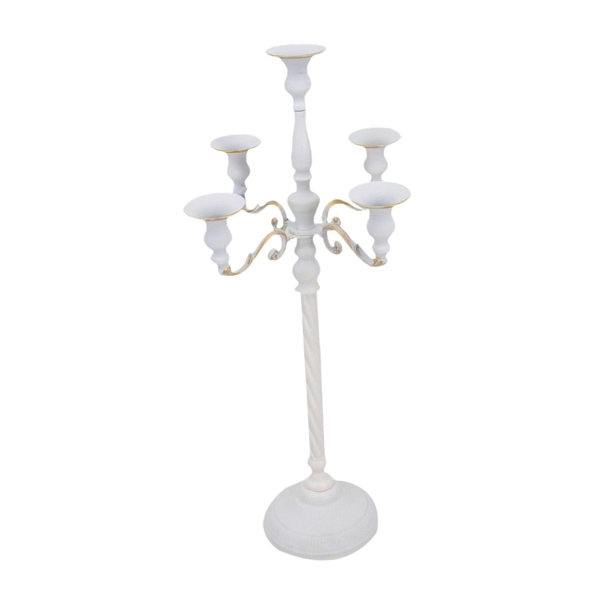 Maxbell Candle Holder with 5 Branches Candelabra Candlestick for Living Room Elegant White 23x63cm