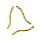 Maxbell 100 Pcs Engraved Pattern Tube Swirl Noodle Brass Beads DIY Jewelry 24mm