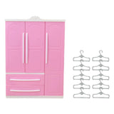 Maxbell Doll Openable Wardrobe Closet Dollhouse Accessories Lovely with Cloth Hanger Style C