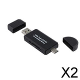 Maxbell 2xMicro USB OTG to USB 2.0 Adapter SD/Micro SD Card Reader & Standard USB Male