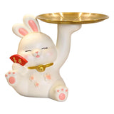 Maxbell Maxbell Resin Bunny Statue with Tray Jewelry Storage for Bedroom Entrance Decor Left