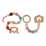 Maxbell Maxbell Wood Crochet Colorful Beads Bracelet Teether Baby Grasping Nursing Toy 2Pcs