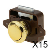 Maxbell 15xPush Button Catch Lock Cupboard Door Knob Campervan Caravan Motorhome Brown