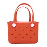 Maxbell Beach Tote Bag Handbag Washable Hole Beach Handbag for Shopping Outdoor Boat Orange