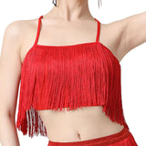 Maxbell Maxbell Women Tassels Fringe Dance Top Top for Club Dressing up Masquerade Red XL