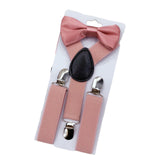 Maxbell 3xKids Suspenders with Bow Tie Y Back Durable for suits Trousers Dance Costume Pink
