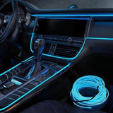 Car light-emitting diode Strip Lights, atmospheric Lighting Kit, Universal port electroluminescent Wire, Interior Decoration Ice Blue 1-to-2 Kit