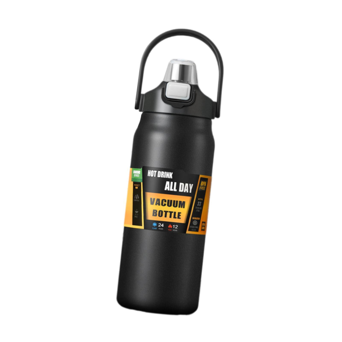 Maxbell 27oz Insulated Water Bottle Outside Water Bottle for Exercise Backpacking Gym Black