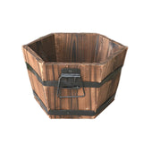Maxbell Wood Barrel Planter Unique Rustic Flower Holder for Plants Garden Home Decor