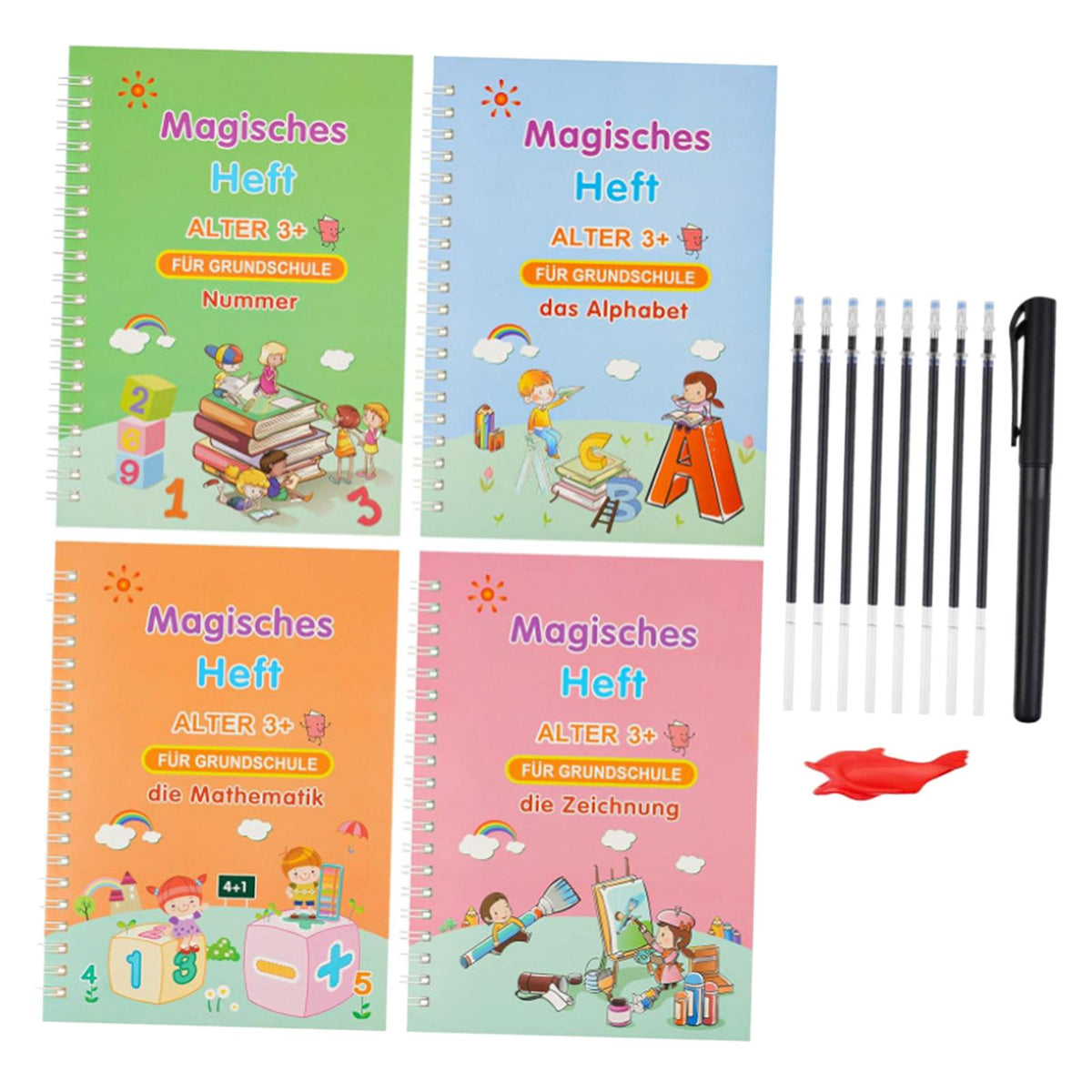 Maxbell Grooved Copybook Set Children with Pen Refill Alphabet Calligraphy Copybooks German