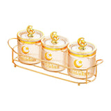 Maxbell Sugar Jars Wedding Decor with Tray Multifunctional for Kitchen Holiday Candy Amber