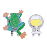 Maxbell 2 Golf Cap Clip Putt Ball Marker for Golf Hat Visor Golfer Gift Winecup Frog
