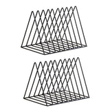 Maxbell 2x Metal Desk Book Holder Modern Minimalist Bookshelf for Home Office Black