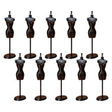 Maxbell 10 Pieces 1:6 Dollhouse Miniature Mannequin Stand for Sewing Jewelry Display Black