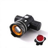 Bike Headlight, high-lumen light-emitting diode, Universal Serial Bus rechargeable, night riding, waterproof T6 Front+030 Tail other