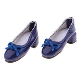 8xFashion Doll PU Leather Block Heel Shoes for 1/6 Blythe Doll Accs Dark Blue