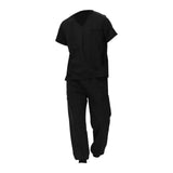 Maxbell Uniform Scrub Set for Men Top and Pants V Neck Soft Workwear for Cosmetology Black S