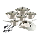 Maxbell 6x Pots and Pans Set Saucepan Sturdy Cookware Set for Indoor Camping Kitchen 12PCS Silver Handle