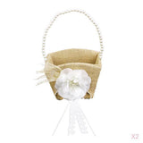 Maxbell 2pcs Wedding Party Vintage Rustic Hessian Burlap Flower Girl Basket